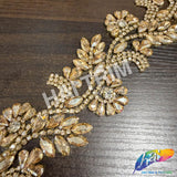2 1/2" Floral Motif Rhinestone Iron On Trim, IRT-234