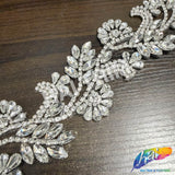 2 1/2" Floral Motif Rhinestone Iron On Trim, IRT-234