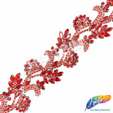 2 1/2" Floral Motif Rhinestone Iron On Trim, IRT-234