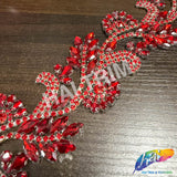 2 1/2" Floral Motif Rhinestone Iron On Trim, IRT-234