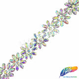 1 1/2" Flower Rhinestone Iron On Trim, IRT-235
