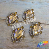 Gold Teardrop Rhinestone Jewel Piece (2 pieces)