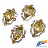 Gold Teardrop Rhinestone Jewel Piece (2 pieces)