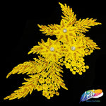 Embroidered Flower Applique with Glitter and Rhinestones, LAP-43