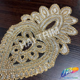 Gold Rhinestone Motif Embroidered Applique, LAP-47