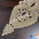 Gold Rhinestone Motif Embroidered Applique, LAP-47