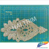 Gold Rhinestone Motif Embroidered Applique, LAP-47
