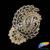 Gold/Black Rhinestone Motif Embroidered Applique, LAP-48