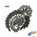 Gold/Black Rhinestone Motif Embroidered Applique, LAP-48
