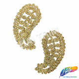 Gold Paisley Rhinestone Embroidered Applique (sold by pair), LAP-49