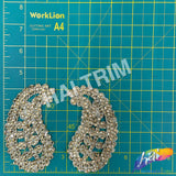 Gold Paisley Rhinestone Embroidered Applique (sold by pair), LAP-49