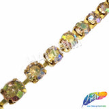 10mm (3/8") Light Topaz AB/Gold Acrylic Diamante Cupchain Trim, CST-001