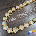 10mm (3/8") Light Topaz AB/Gold Acrylic Diamante Cupchain Trim, CST-001