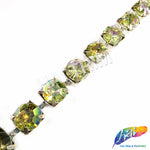 10mm (3/8") Lime Green AB Acrylic Diamante Cupchain Trim, CST-001