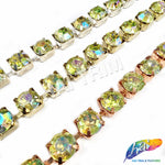 10mm (3/8") Lime Green AB Acrylic Diamante Cupchain Trim, CST-001
