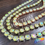 10mm (3/8") Lime Green AB Acrylic Diamante Cupchain Trim, CST-001