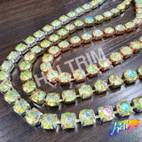 10mm (3/8") Lime Green AB Acrylic Diamante Cupchain Trim, CST-001