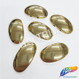 18x36mm Metallic Gold Dome Oval Cabochon Acrylic Stones (3 pieces)