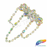 Color AB Resin Stone Motif Applique with Loop Chained Stone Trim, NAS-032