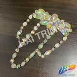 Color AB Resin Stone Motif Applique with Loop Chained Stone Trim, NAS-032