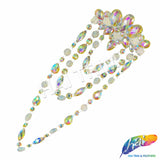 Color AB Resin Stone Motif Applique with Multilevel Loop Chained Stone Trim, NAS-033