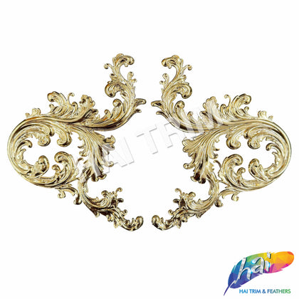 Metallic Gold Plastic Resin Motif Applique (sold by pair), NAS-040