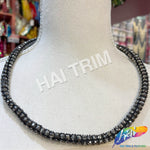 SALE! Gunmetal/Jet Hematite Rhinestone Rope Necklace, NEK-101