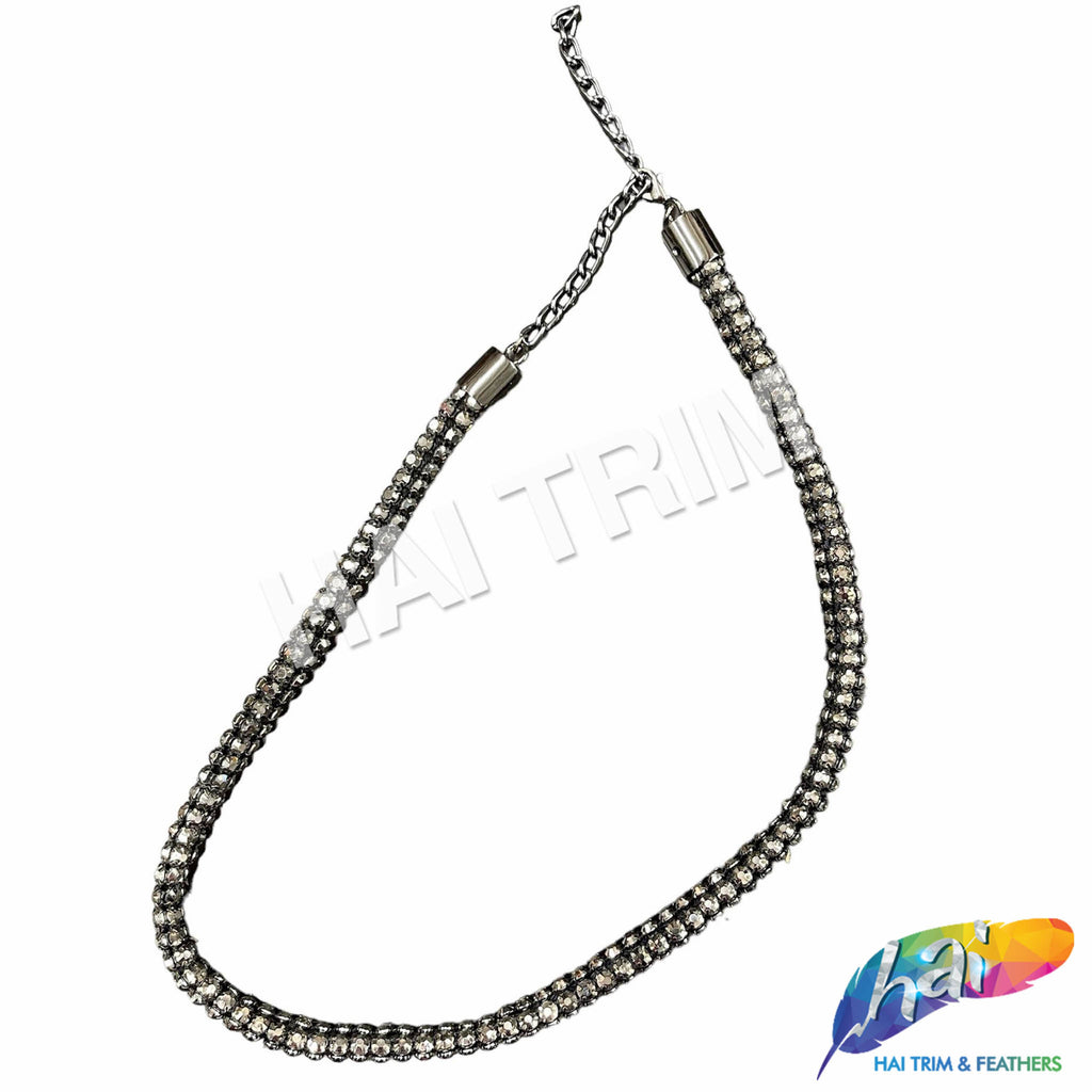 SALE! Gunmetal/Jet Hematite Rhinestone Rope Necklace, NEK-101 – Hai Trim &  Feathers