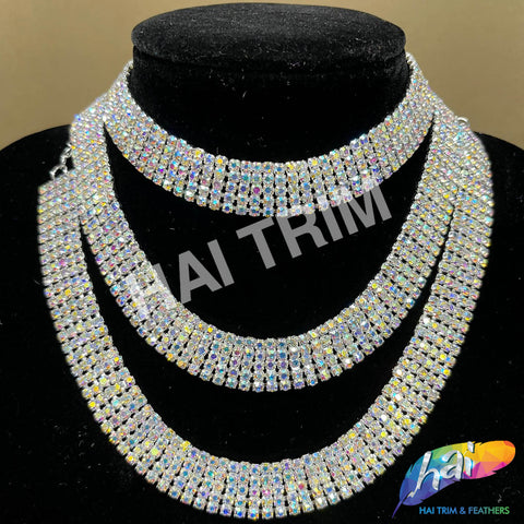 3/8 3-Row Crystal AB Rhinestone Iron On Trim, IRT-151 – Hai Trim & Feathers