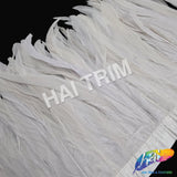 10-12" Natural White Dyed Coque Fringe (1/4 Yard) - OFF WHITE