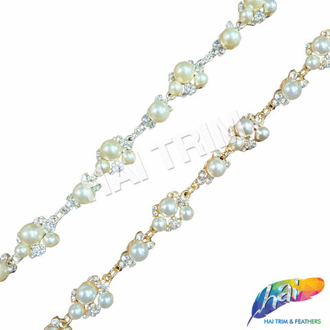 1/2" Pearl Crystal Rhinestone Trim, PRL-04