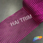 24-Row Fuchsia/Black Round Stud Plastic Banding, PSB-016