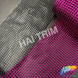 24-Row Fuchsia/Black Round Stud Plastic Banding, PSB-016