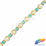 5/8" Pearl/Aqua AB/Gold Plastic Stud Trim, PST-022-1