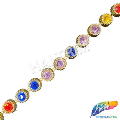 7/16" Multicolor/Gold Round Cup Plastic Stud Trim, PST-041