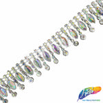 1 1/4" Silver AB Dangling Rhinestone Plastic Stud Trim, PST-202