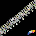 1 1/4" Silver AB Dangling Rhinestone Plastic Stud Trim, PST-202