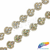 7/8" Leaf Crystal Rhinestone Plastic Stud Trim, PST-203