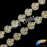 7/8" Leaf Crystal Rhinestone Plastic Stud Trim, PST-203