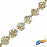 7/8" Leaf Crystal Rhinestone Plastic Stud Trim, PST-203