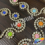 1" Swirl Rhinestone Plastic Stud Trim with Multicolor Clock Stones, PST-204