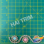 1" Swirl Rhinestone Plastic Stud Trim with Multicolor Clock Stones, PST-204