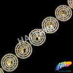 1 3/8" Gold AB Medallion Rhinestone Plastic Stud Trim, PST-207