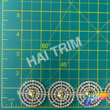 1 3/8" Gold AB Medallion Rhinestone Plastic Stud Trim, PST-207