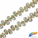 3/4" Crystal Round Wavy Rhinestone Plastic Stud Trim, PST-208