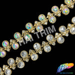 3/4" Crystal Round Wavy Rhinestone Plastic Stud Trim, PST-208