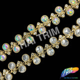 3/4" Crystal Round Wavy Rhinestone Plastic Stud Trim, PST-208