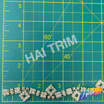 7/8" Gold/Crystal Wavy Rhinestone Plastic Stud Trim, PST-209