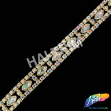 5/8" Gold AB Rhinestone Plastic Stud Trim, PST-210