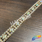 5/8" Gold AB Rhinestone Plastic Stud Trim, PST-210